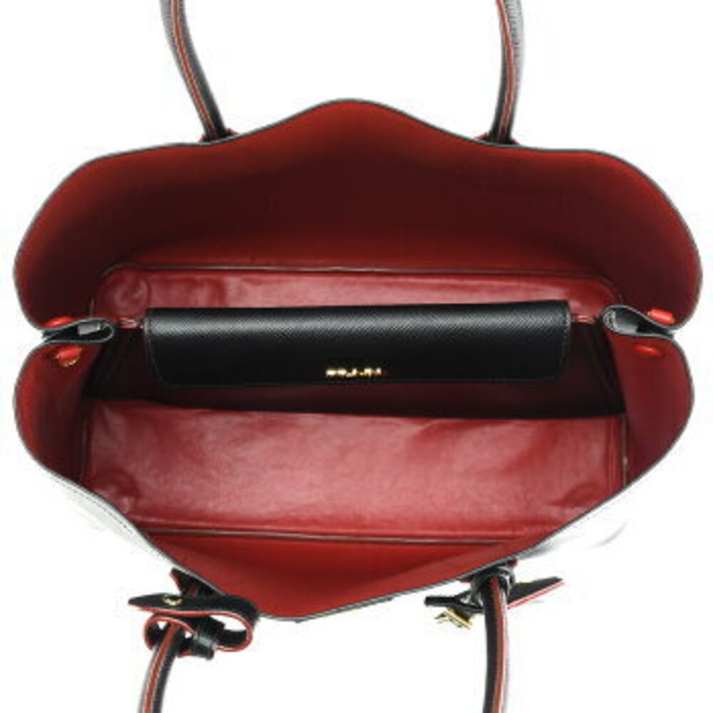 Prada Double Bag Handbag Tote Shoulder Black Saffiano Leather Business - Picture 6 of 6